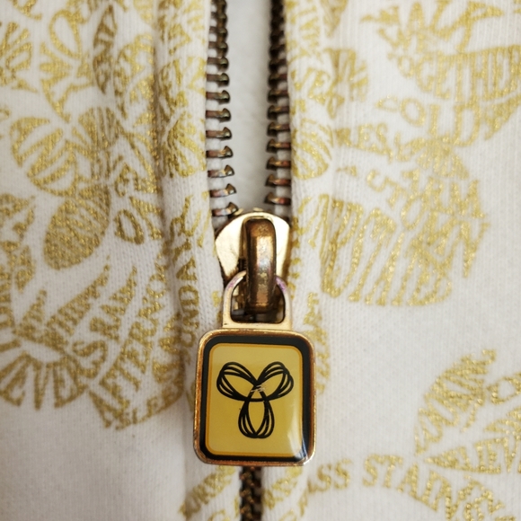TNA Fleece Retro/Vintage Patterned Zip Up Hoodie in White & Gold - Picture 9 of 16